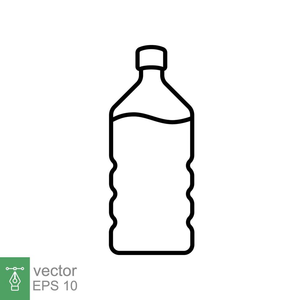 Water bottle line icon. Simple outline style. Plastic bottle, drink, mineral, soda, juice, food and beverage package concept. Vector illustration isolated on white background. EPS 10.