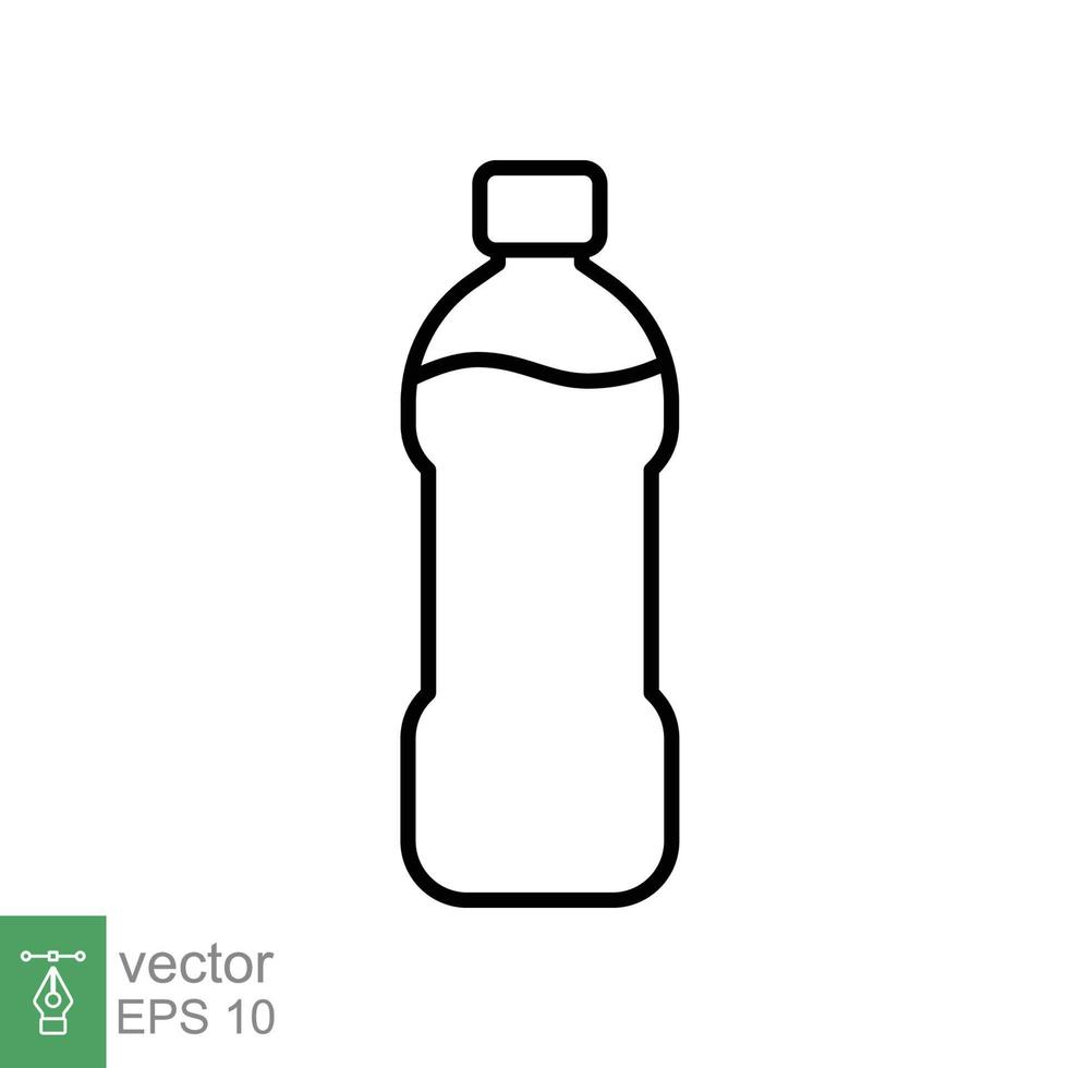 icono de línea de botella de agua. estilo de esquema simple. botella de plástico, bebida, mineral, soda, jugo, concepto de paquete de alimentos y bebidas. ilustración vectorial aislado sobre fondo blanco. eps 10. vector