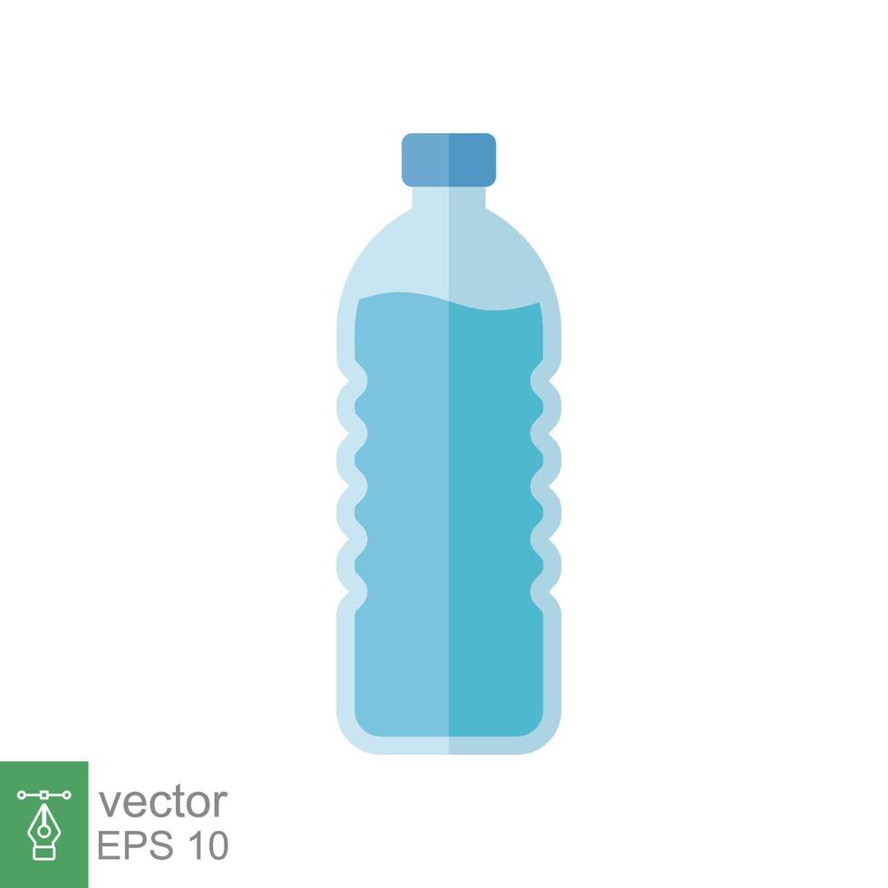 Water bottle icon. Simple flat style. Plastic bottle, drink, mineral, soda, juice, food and beverage package concept. Vector illustration isolated on white background. EPS 10.