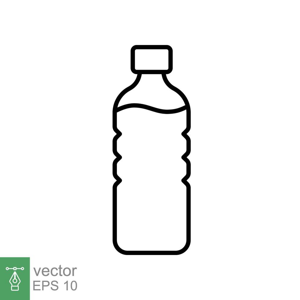 icono de línea de botella de agua. estilo de esquema simple. botella de plástico, bebida, mineral, soda, jugo, concepto de paquete de alimentos y bebidas. ilustración vectorial aislado sobre fondo blanco. eps 10. vector