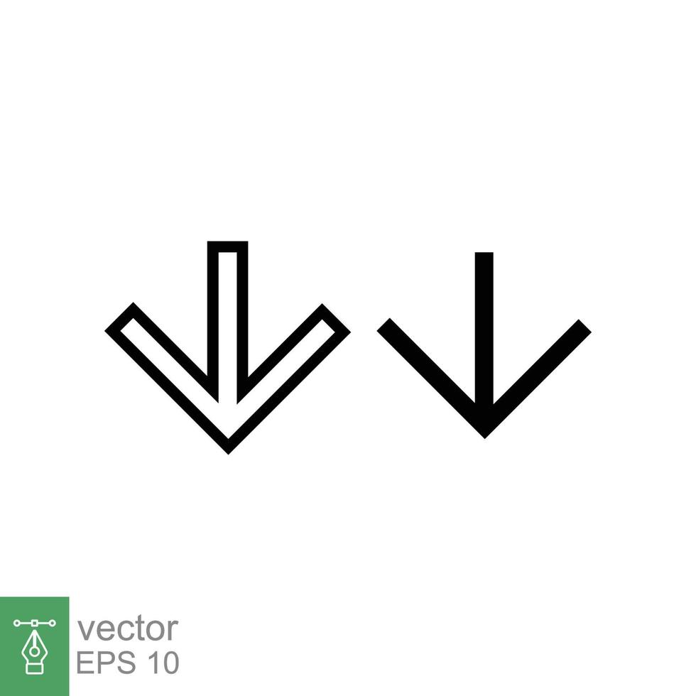 Down arrow icon. Line and glyph style for web template and app. Vector illustration design isolated on white background. EPS 10.