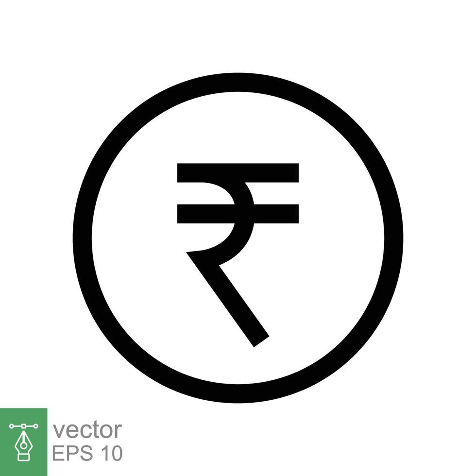 icono de línea de rupia. estilo de contorno simple, símbolo de rupia. banco, concepto de negocio de dinero en efectivo. ilustración vectorial aislado sobre fondo blanco. eps 10. vector