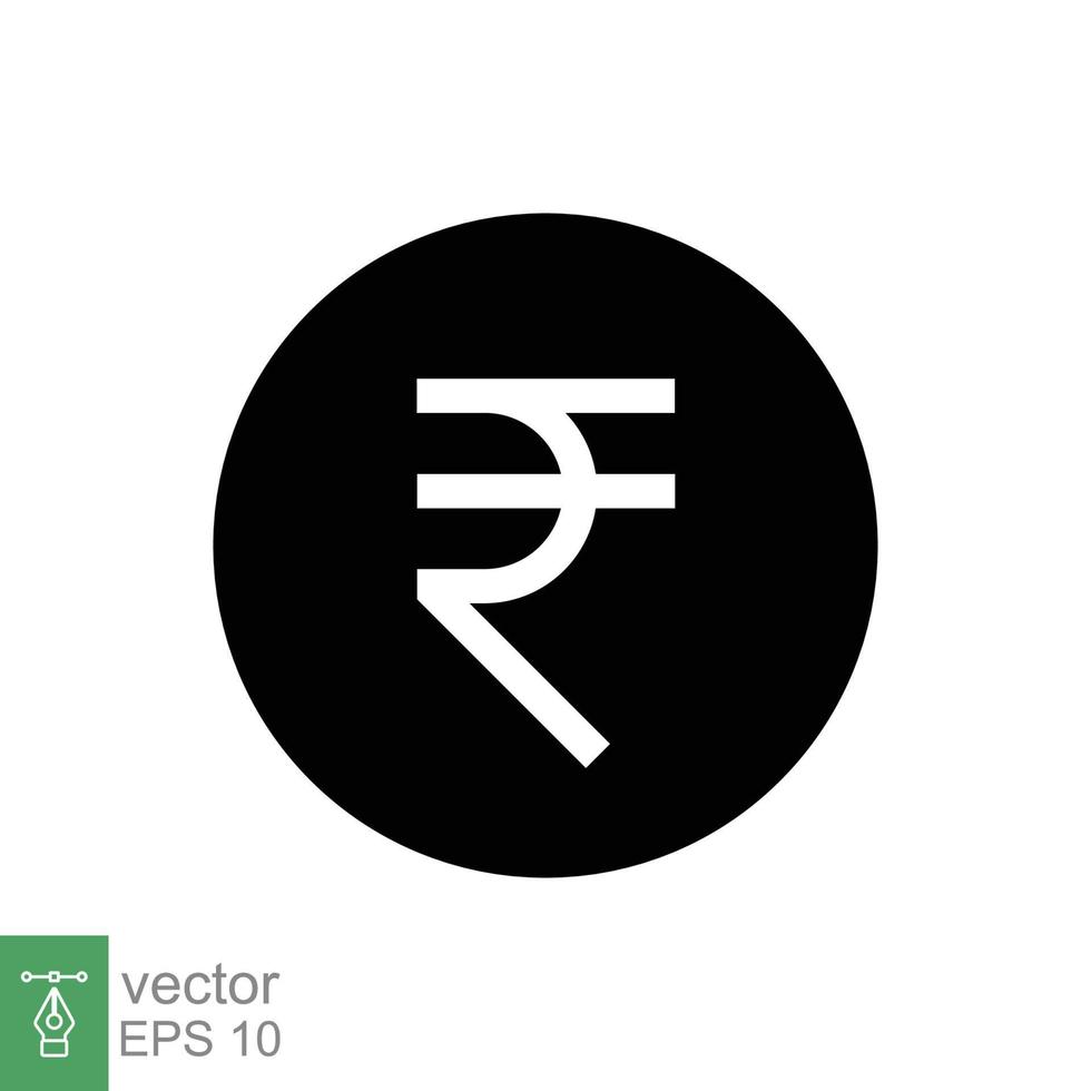 Rupee glyph icon. Simple solid style, rupee symbol. Bank, money cash business concept. Vector illustration isolated on white background. EPS 10.