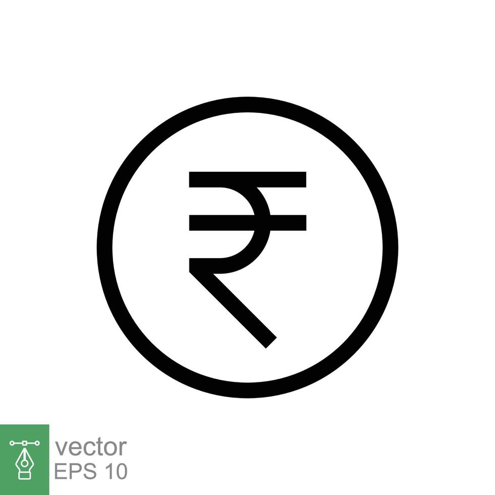 icono de línea de rupia. estilo de contorno simple, símbolo de rupia. banco, concepto de negocio de dinero en efectivo. ilustración vectorial aislado sobre fondo blanco. eps 10. vector