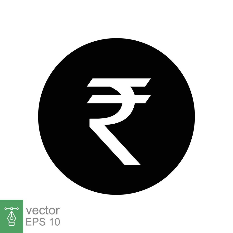 Rupee glyph icon. Simple solid style, rupee symbol. Bank, money cash business concept. Vector illustration isolated on white background. EPS 10.