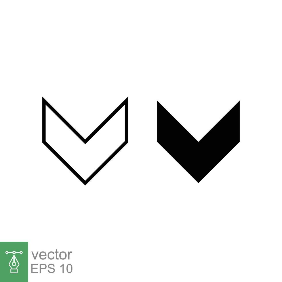 Down arrow icon. Line and glyph style for web template and app. Vector illustration design isolated on white background. EPS 10.