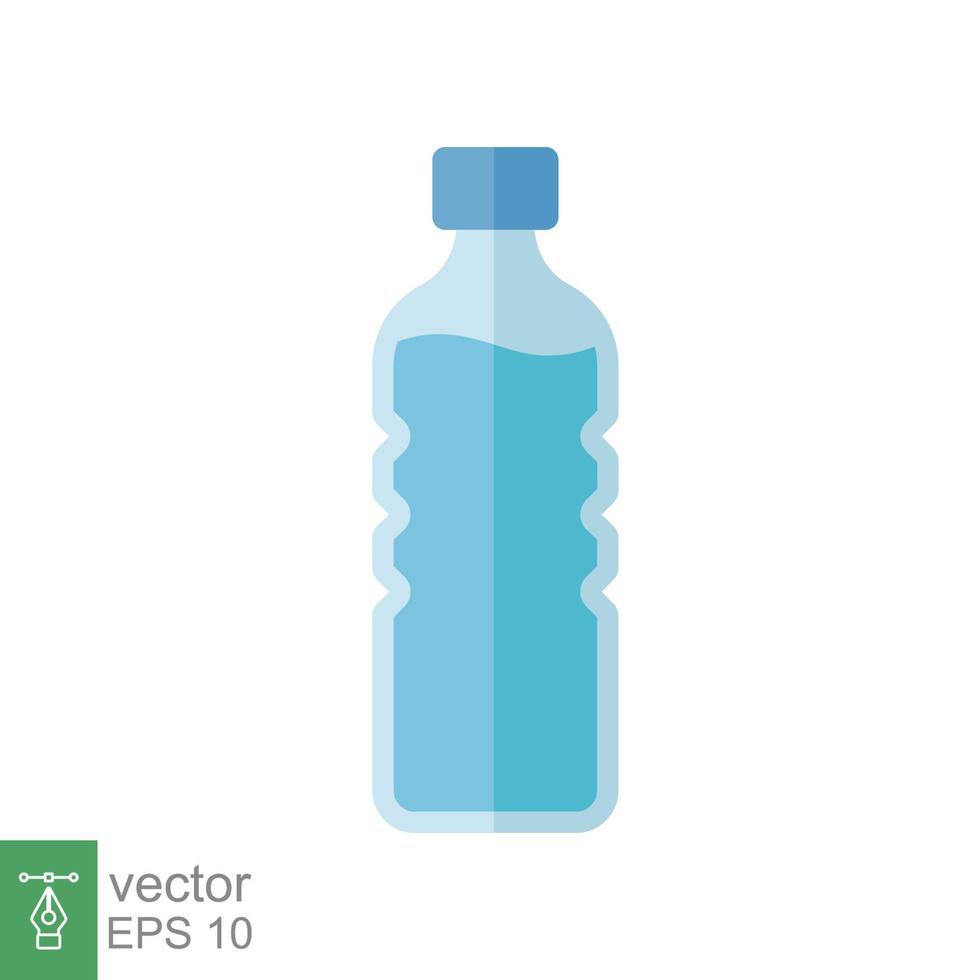 Water bottle icon. Simple flat style. Plastic bottle, drink, mineral, soda, juice, food and beverage package concept. Vector illustration isolated on white background. EPS 10.