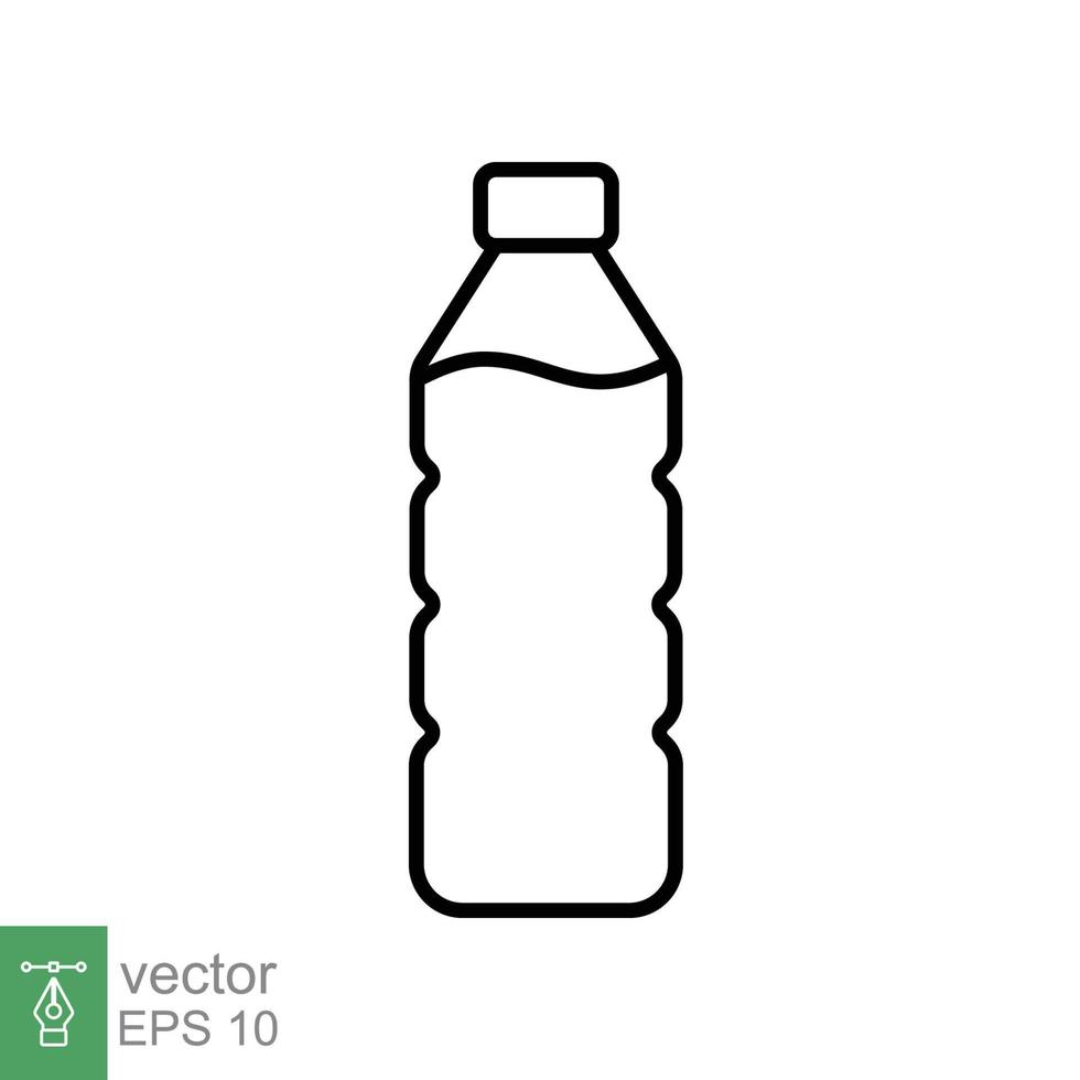 icono de línea de botella de agua. estilo de esquema simple. botella de plástico, bebida, mineral, soda, jugo, concepto de paquete de alimentos y bebidas. ilustración vectorial aislado sobre fondo blanco. eps 10. vector