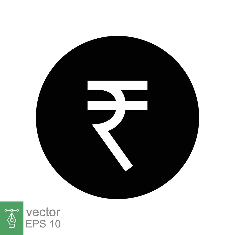 Rupee glyph icon. Simple solid style, rupee symbol. Bank, money cash business concept. Vector illustration isolated on white background. EPS 10.