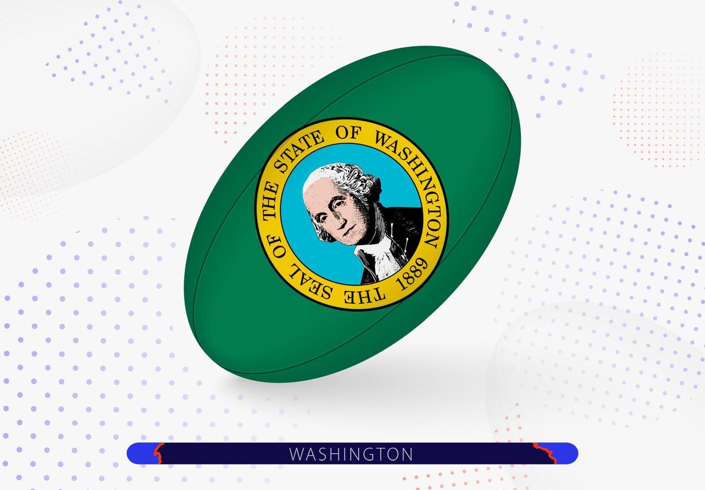 Rugby ball with the flag of Washington on it. Equipment for rugby team of Washington. vector