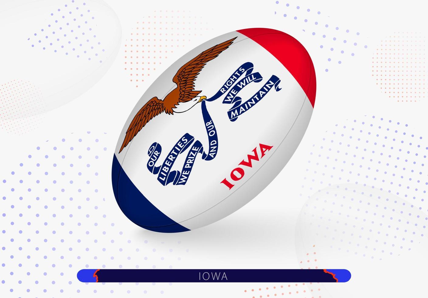 Rugby ball with the flag of Iowa on it. Equipment for rugby team of Iowa. vector