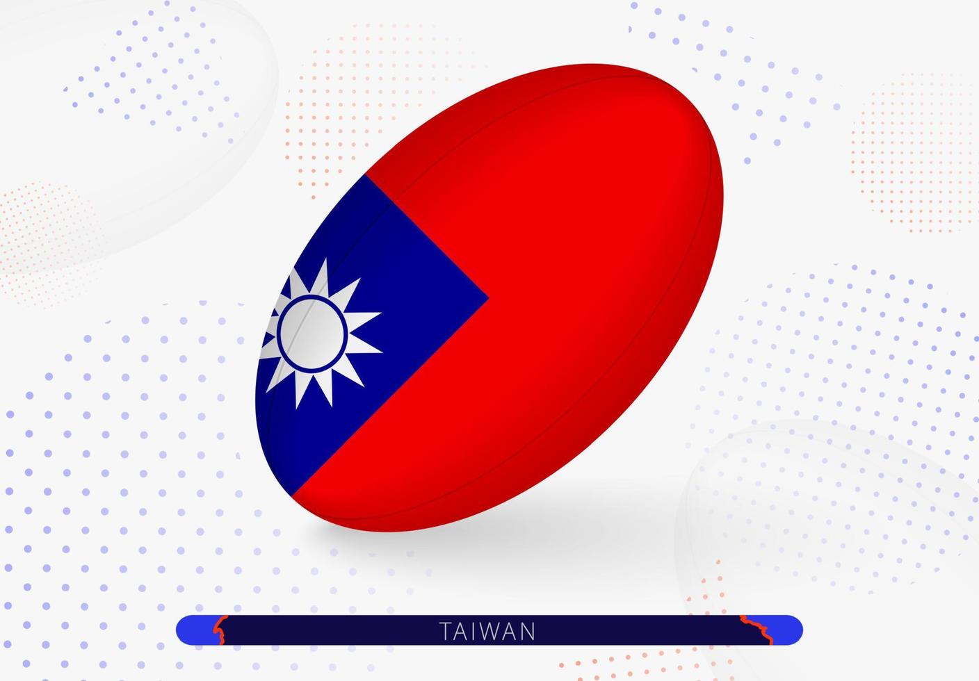 Rugby ball with the flag of Taiwan on it. Equipment for rugby team of Taiwan. vector