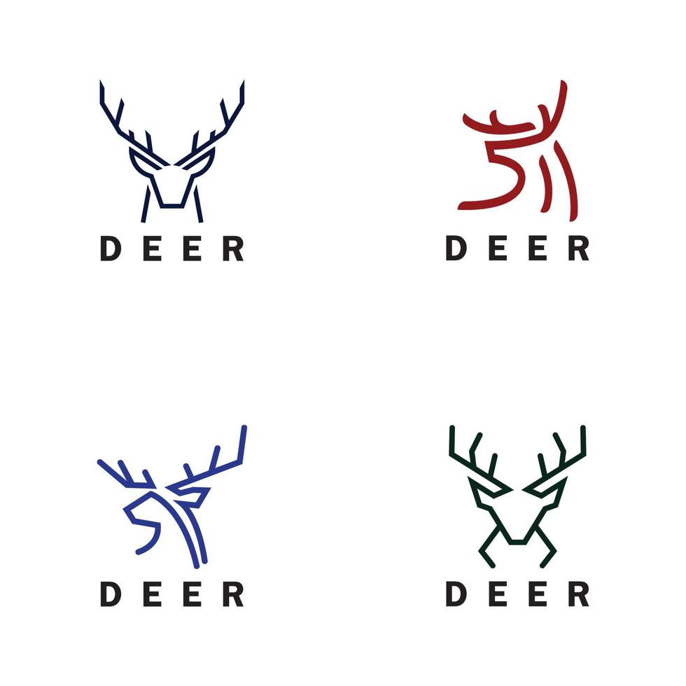 plantilla de vector de diseño de logotipo monoline de ciervo