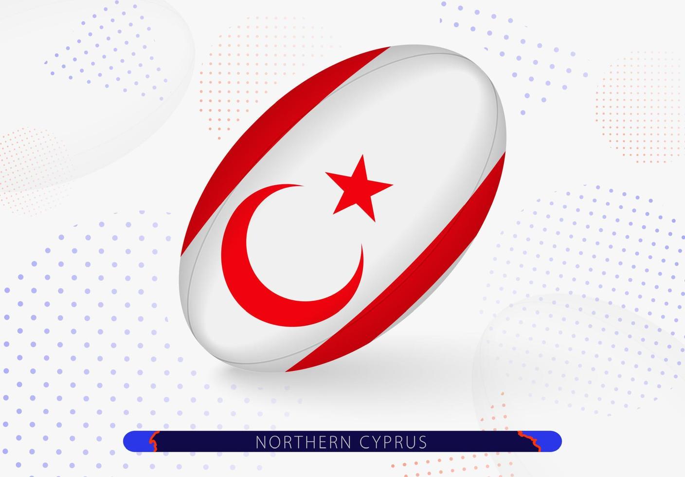Rugby ball with the flag of Northern Cyprus on it. Equipment for rugby team of Northern Cyprus. vector