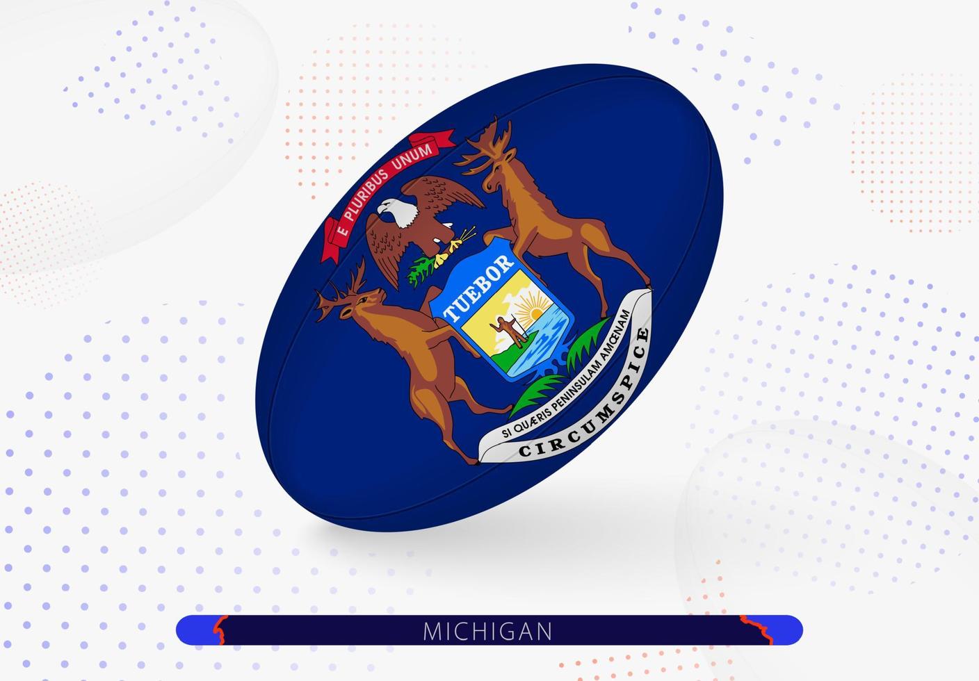 pelota de rugby con la bandera de michigan. equipo para el equipo de rugby de michigan. vector