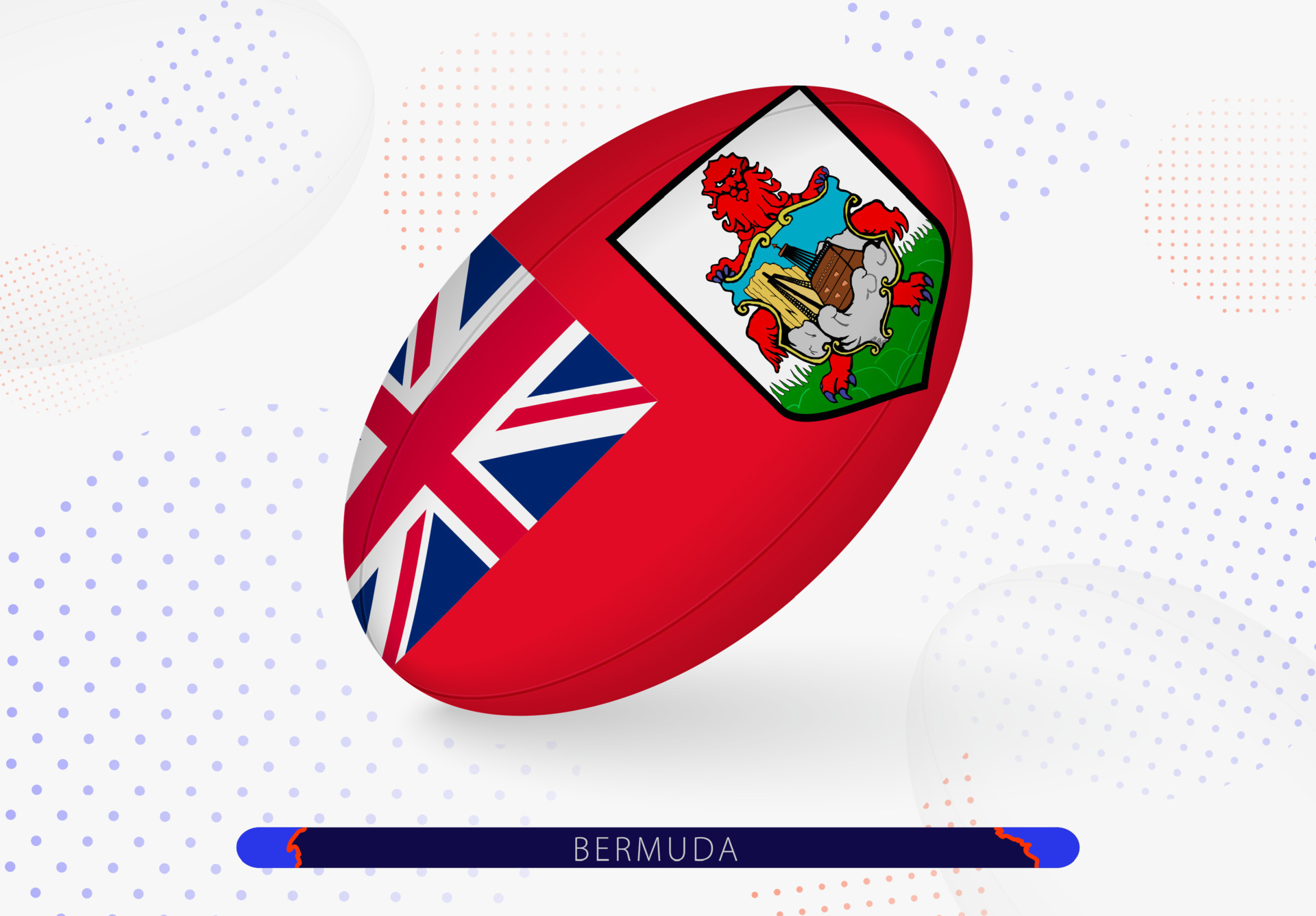 Rugby ball with the flag of Bermuda on it. Equipment for rugby team of
