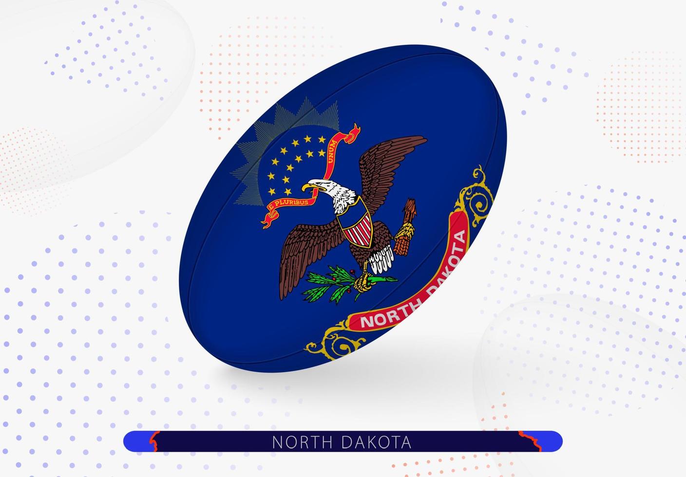 Rugby ball with the flag of North Dakota on it. Equipment for rugby team of North Dakota. vector