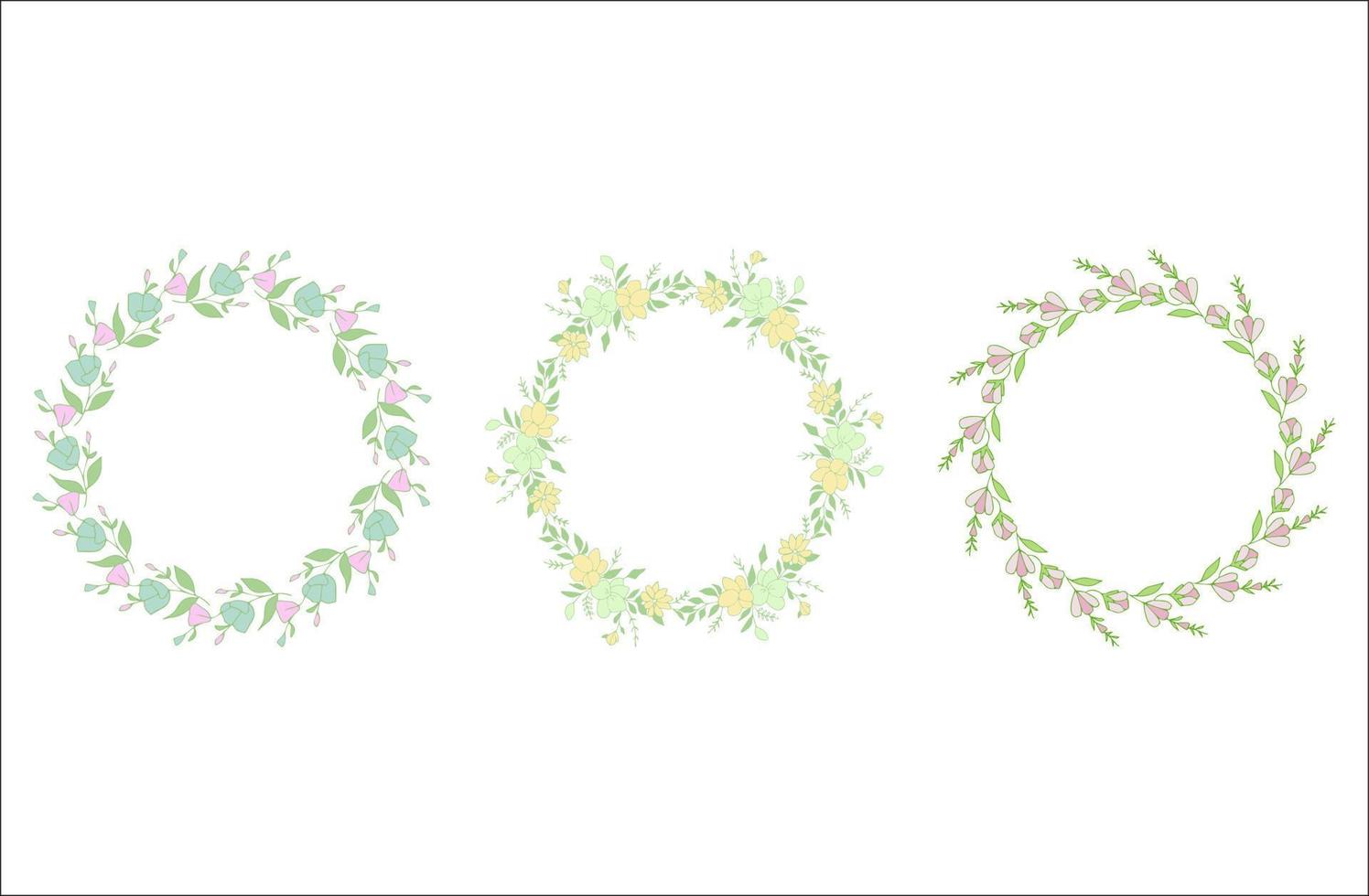 Circular floral frame set with a place for your text vector