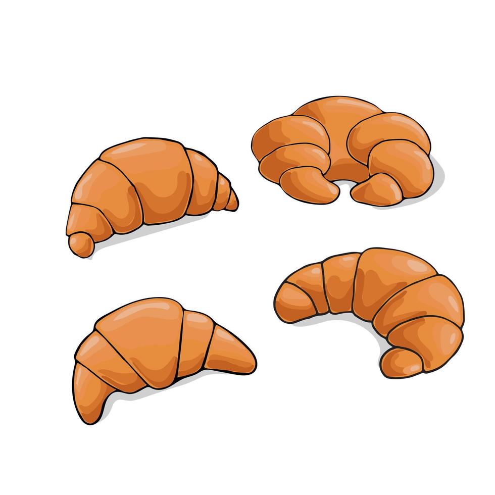 conjunto de iconos de croissant para panadería o diseño de alimentos. ilustración vectorial vector