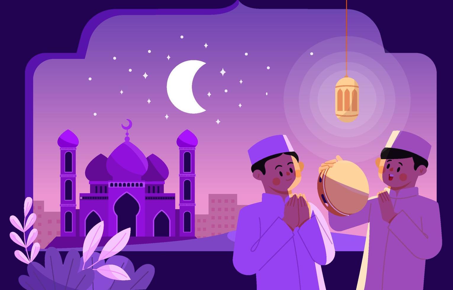 Beautiful Night On Isra Miraj Day vector