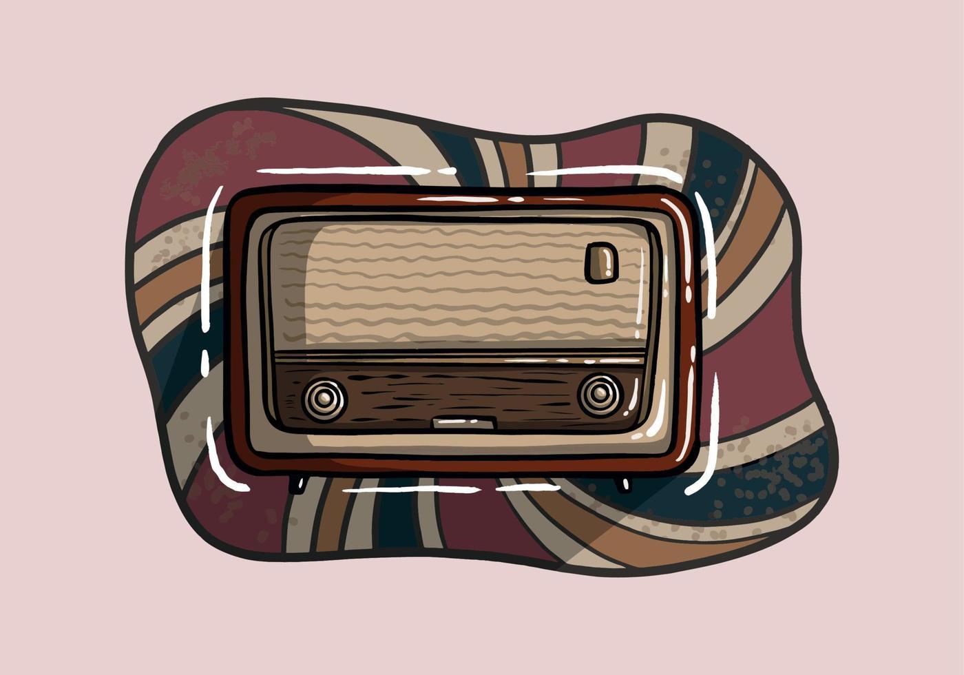 Old radio with vintage background. Vintage radio for your design, Radio vector illustration. Old radio illustration.