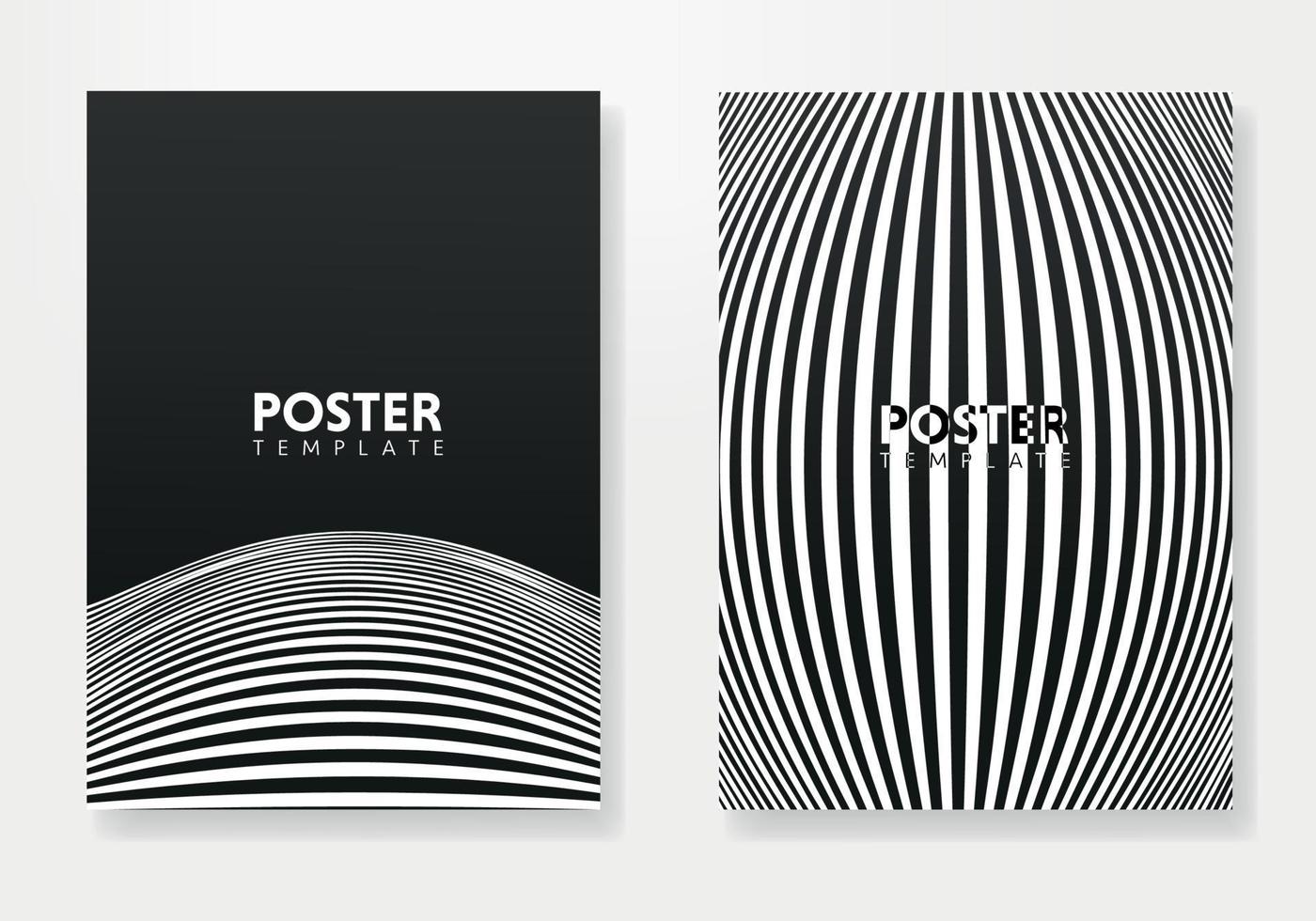 Set of minimal geometric design posters, vector template with lines elements, modern hipster style