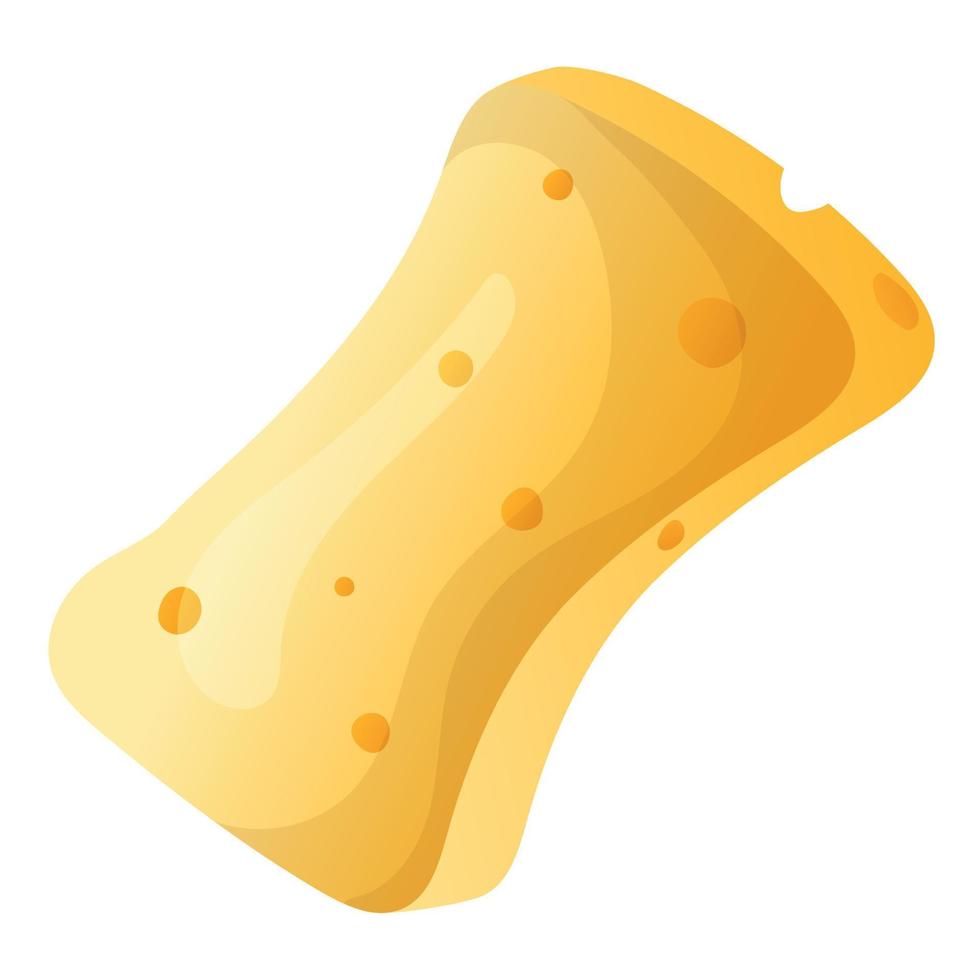 Yellow sponge for washing dishes and cleaning. Vector isolated cartoon illustration.