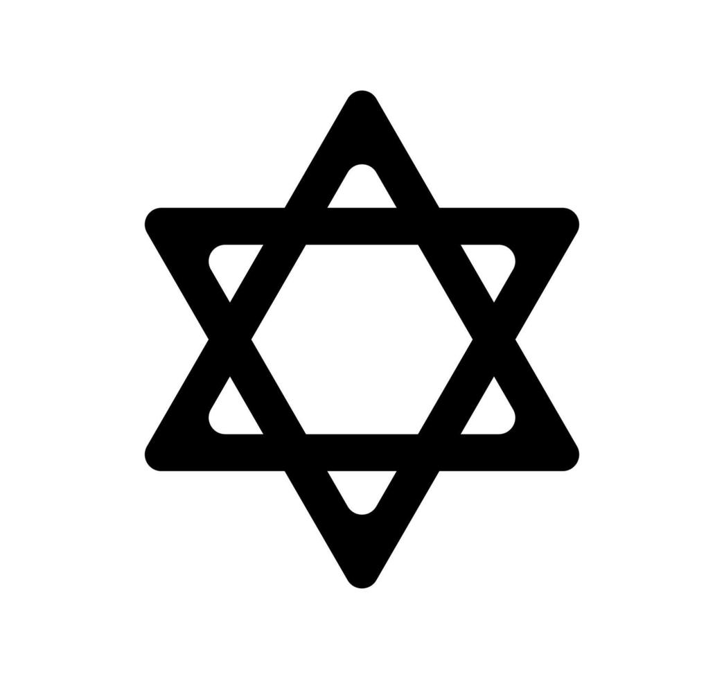 icono de vector de judaísmo. logotipo del símbolo de la religión del judaísmo. icono de judaísmo en blanco y negro.