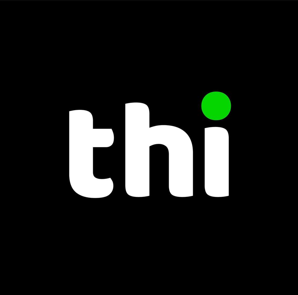 THI company nam initial letters monogram. THI icon with green dot. vector