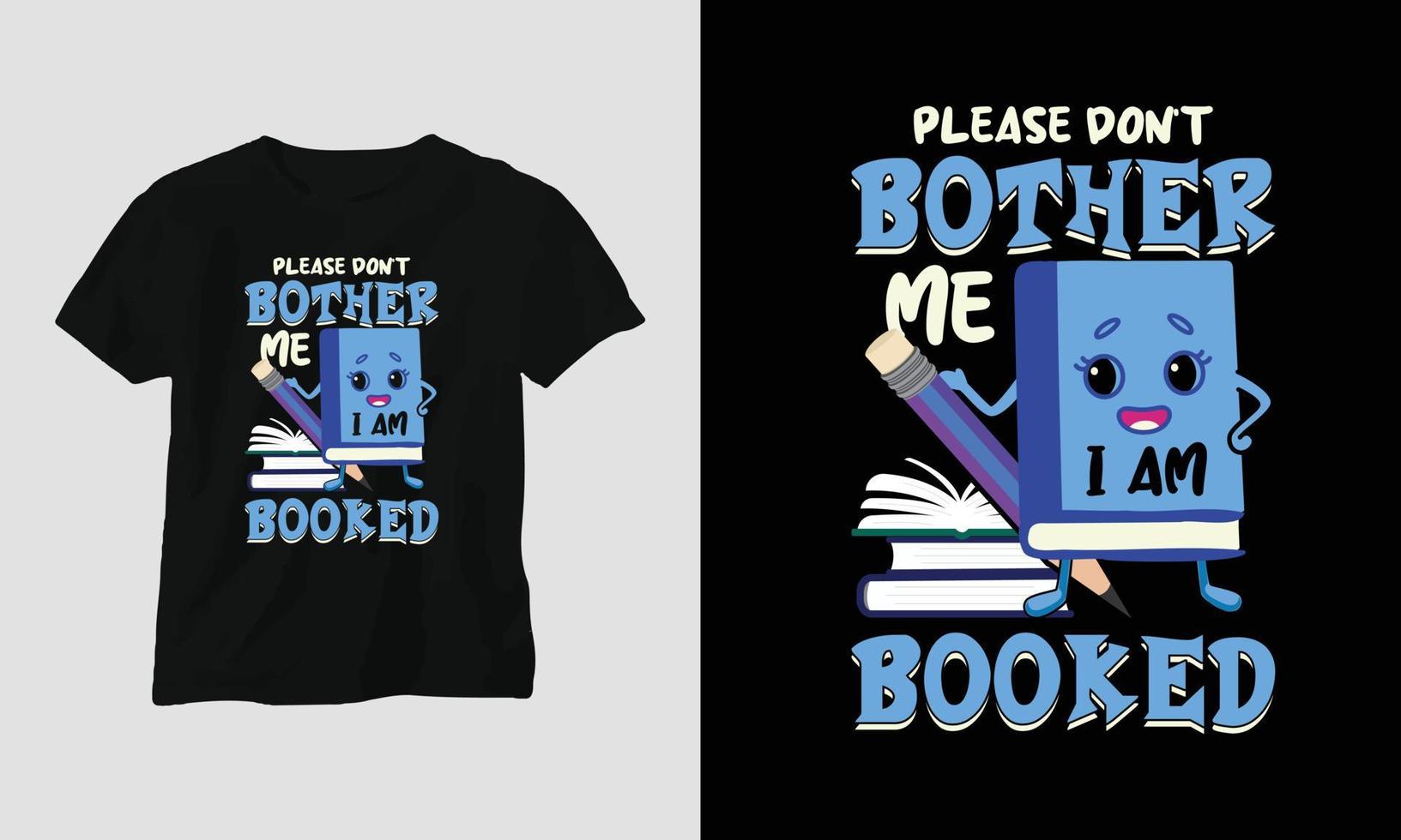 diseño de camisetas para amantes de los libros vectoriales, tipografía con una bonita ilustración de libros vector