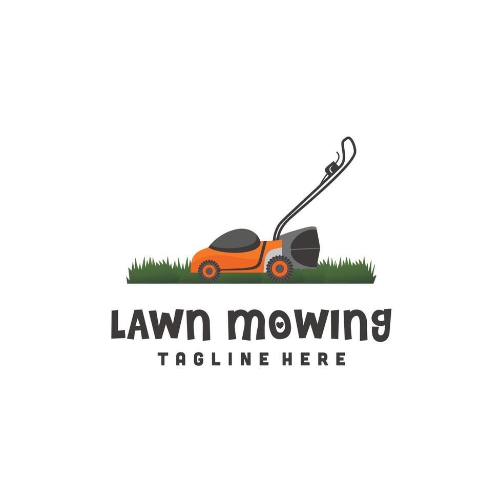 Lawn Mower Logo Design Vector Icon Illustration