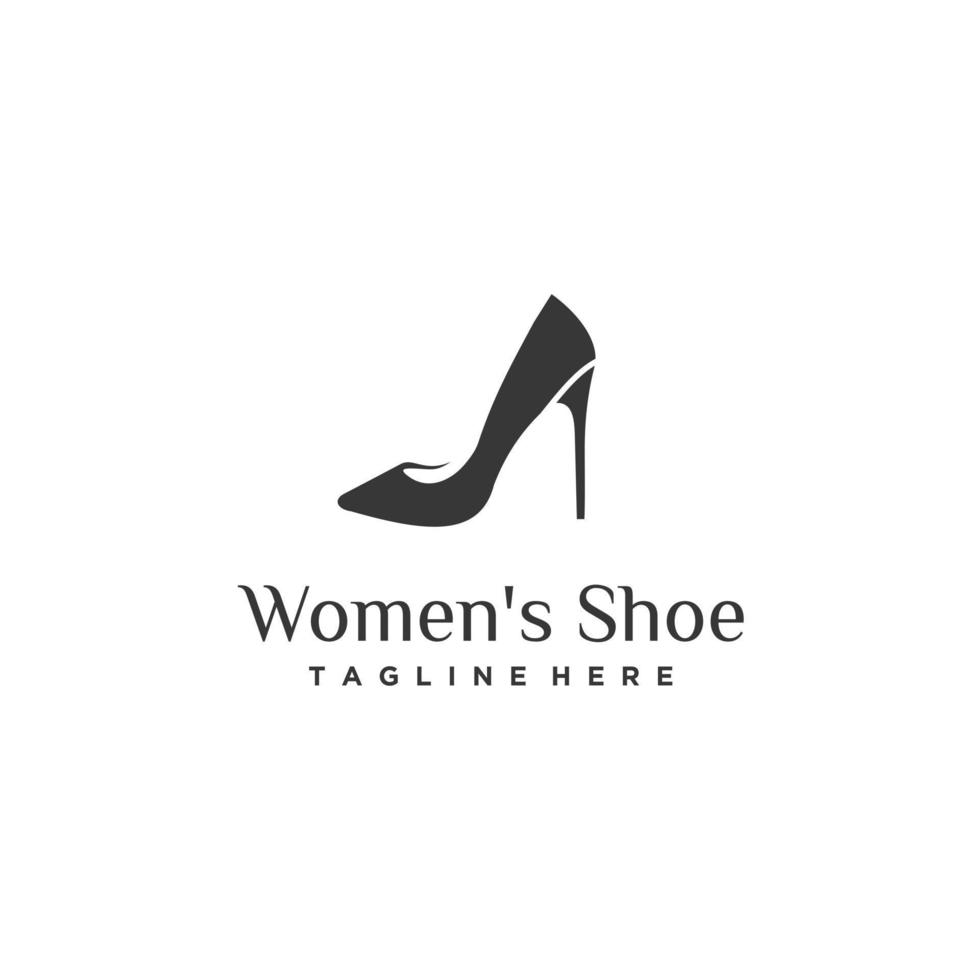 High heels icon in flat silhouette logo design. Fashion Emblem. Women Shoe, Isolated on white. vector