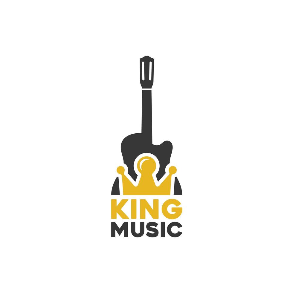 guitarra con corona inspiración para el diseño del logotipo de la música real vector