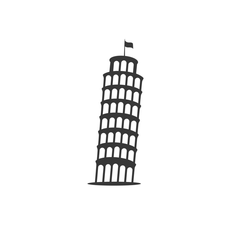 torre inclinada de pisa silueta vector icono ilustración símbolo logotipo diseño inspiración