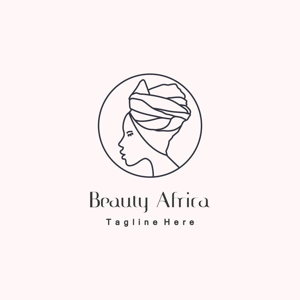 hermosa inspiración de diseño de logotipo de arte de línea de mujer africana vector