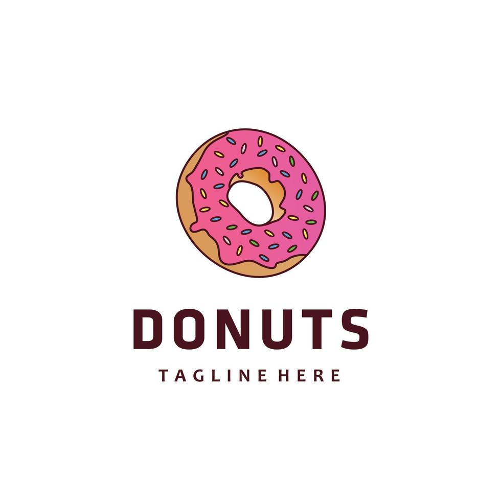 Donut cake with pink cream logo design grocery shop vector