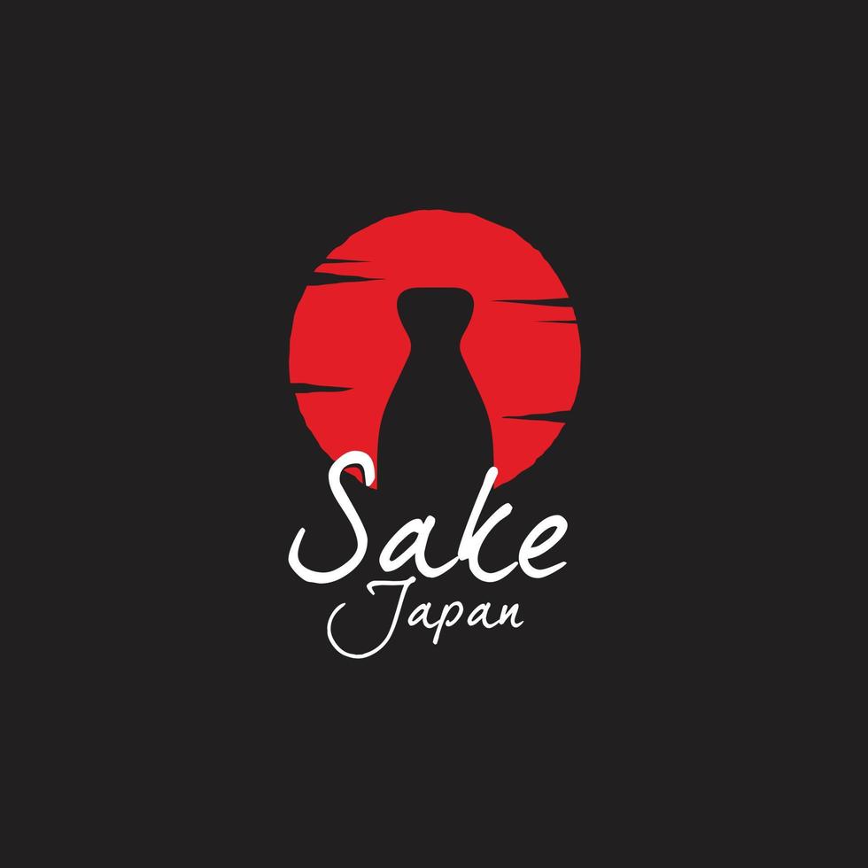 diseño del logotipo de sake japón, logotipo de bar y restaurante, estilo plano aislado en el fondo del sol, símbolo, icono vector