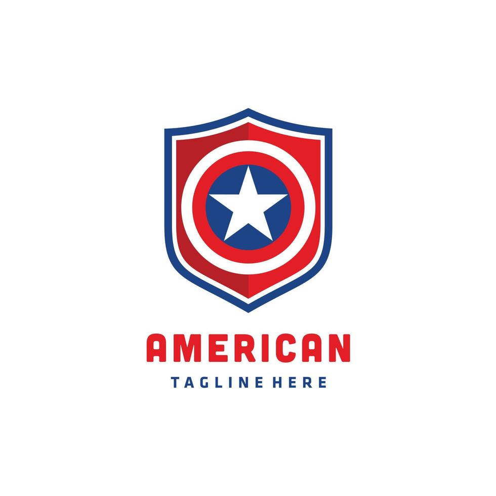 escudo estrella emblema equipo deportivo, patriótico, bandera de estados unidos, ilustración de plantilla de diseño de logotipo vector