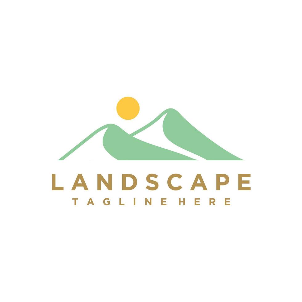 Minimalist Landscape Hills, Mountain Peaks Simple logo design Vector