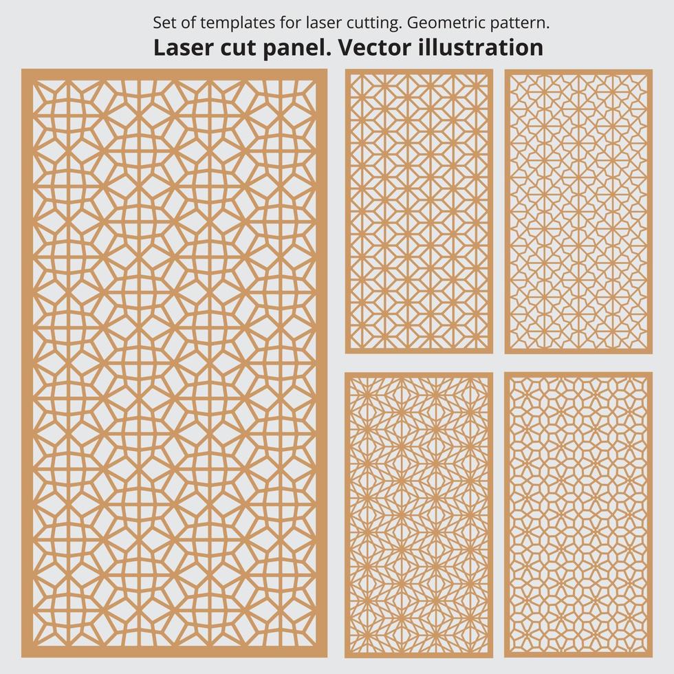 conjunto de plantillas para corte por láser. patrón geométrico. Panel cortado con láser. ilustración vectorial vector