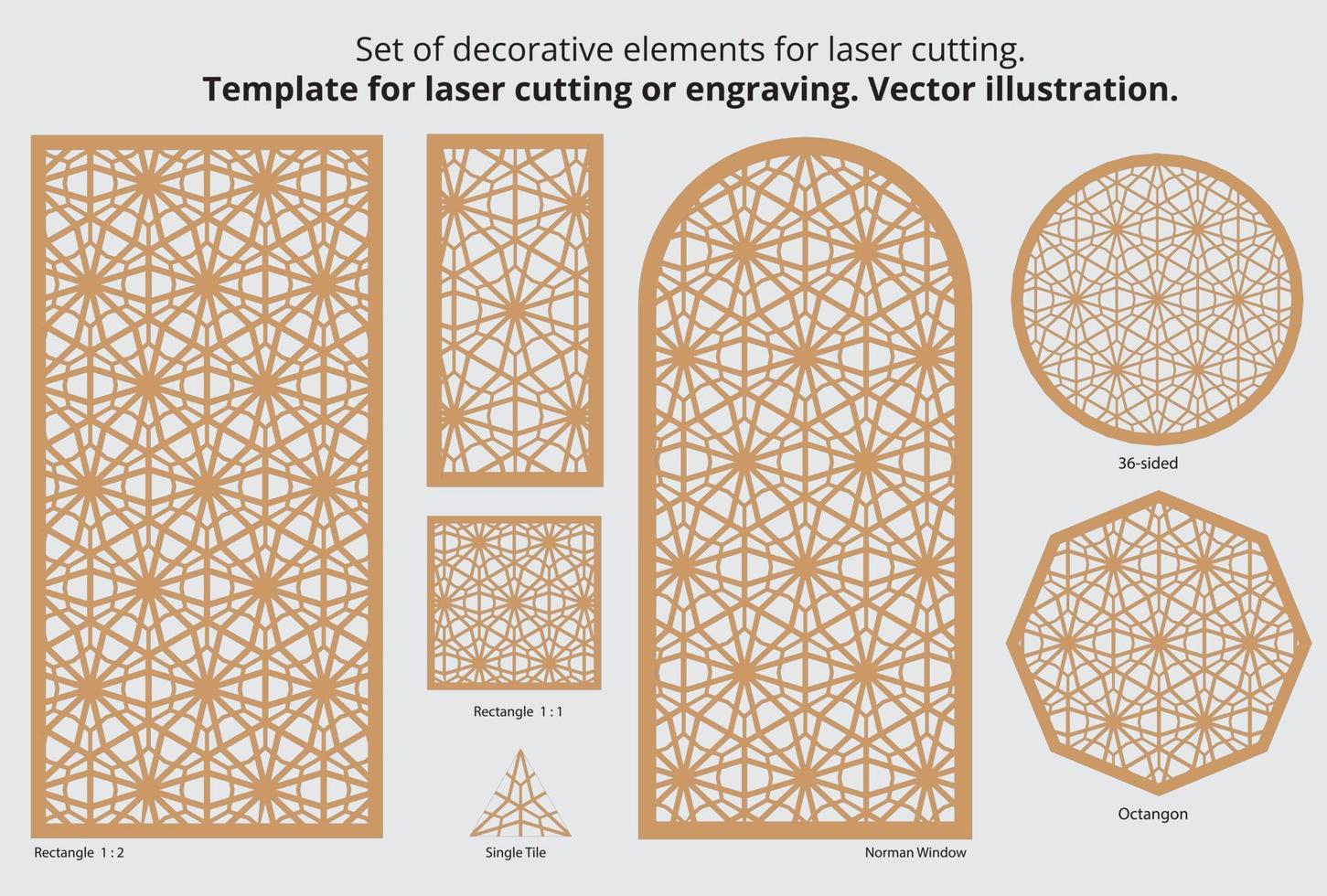 conjunto de elementos decorativos para corte por láser. plantilla para corte o grabado láser. ilustración vectorial vector