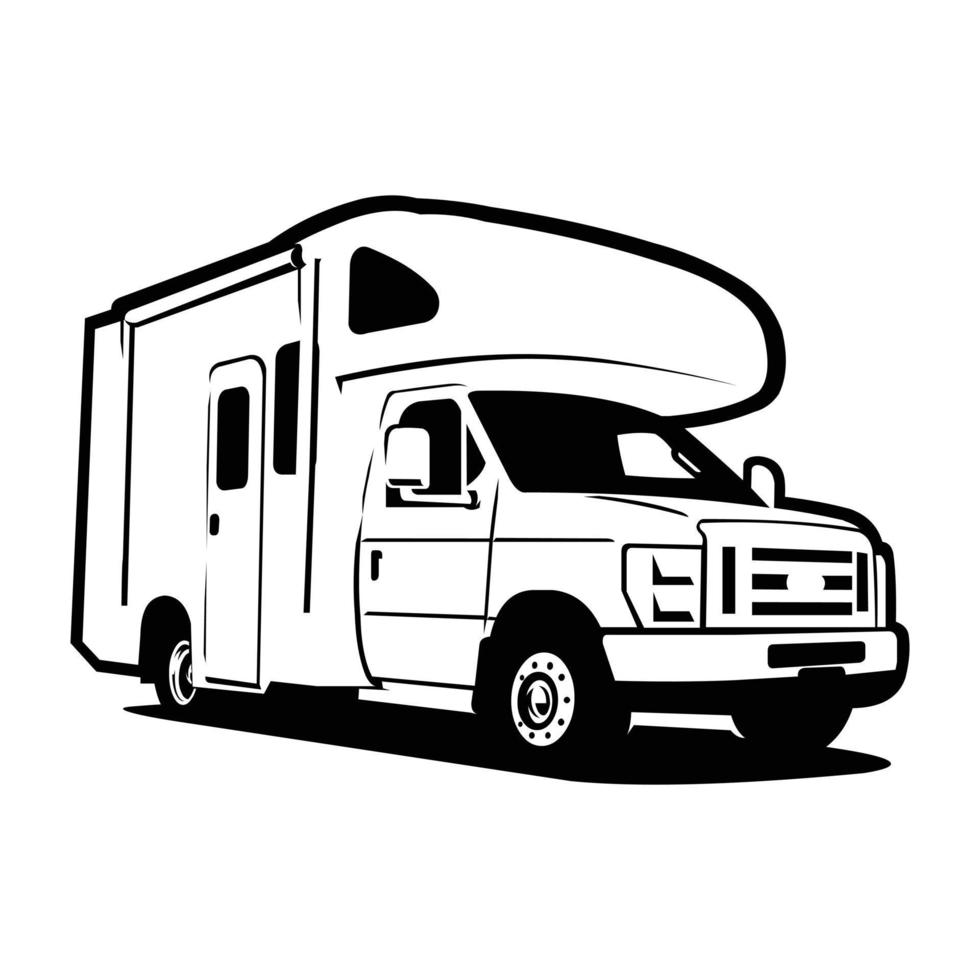 Campervan motorhome caravan silhouette vector art isolated