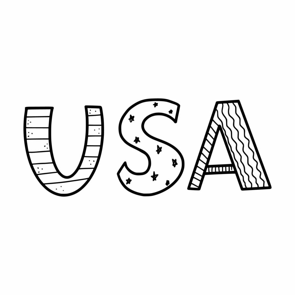 USA. Handwritten inscription. Sketch. Vector doodle illustration. Lettering.