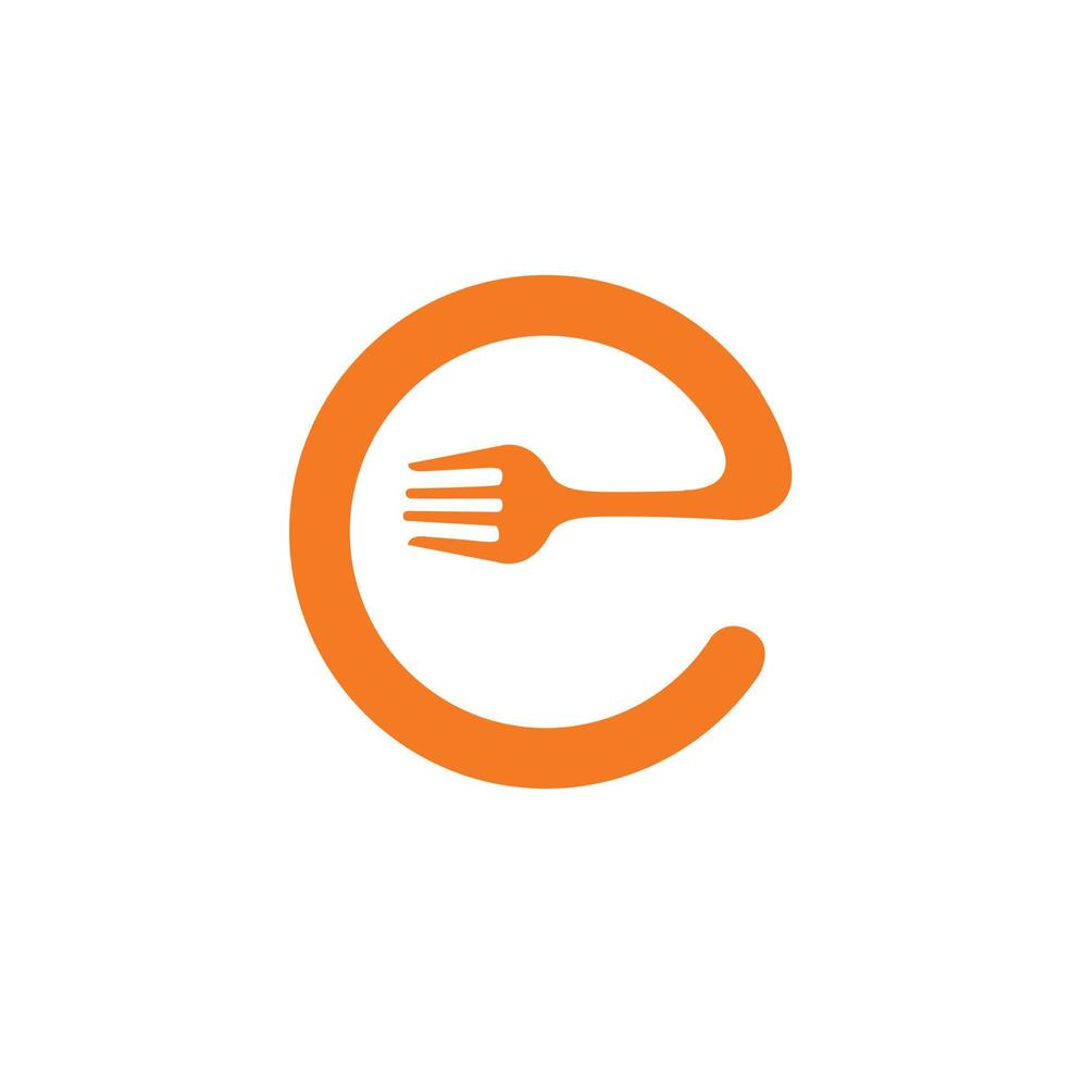 Letter C with a tablespoon form. Orange letter C in Spoon form. vector