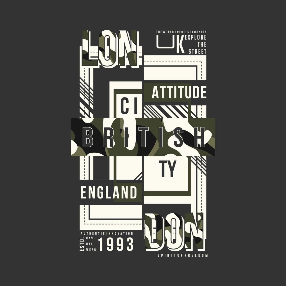 diseño gráfico abstracto de londres, tipografía texto marco vector ilustración impresión camiseta