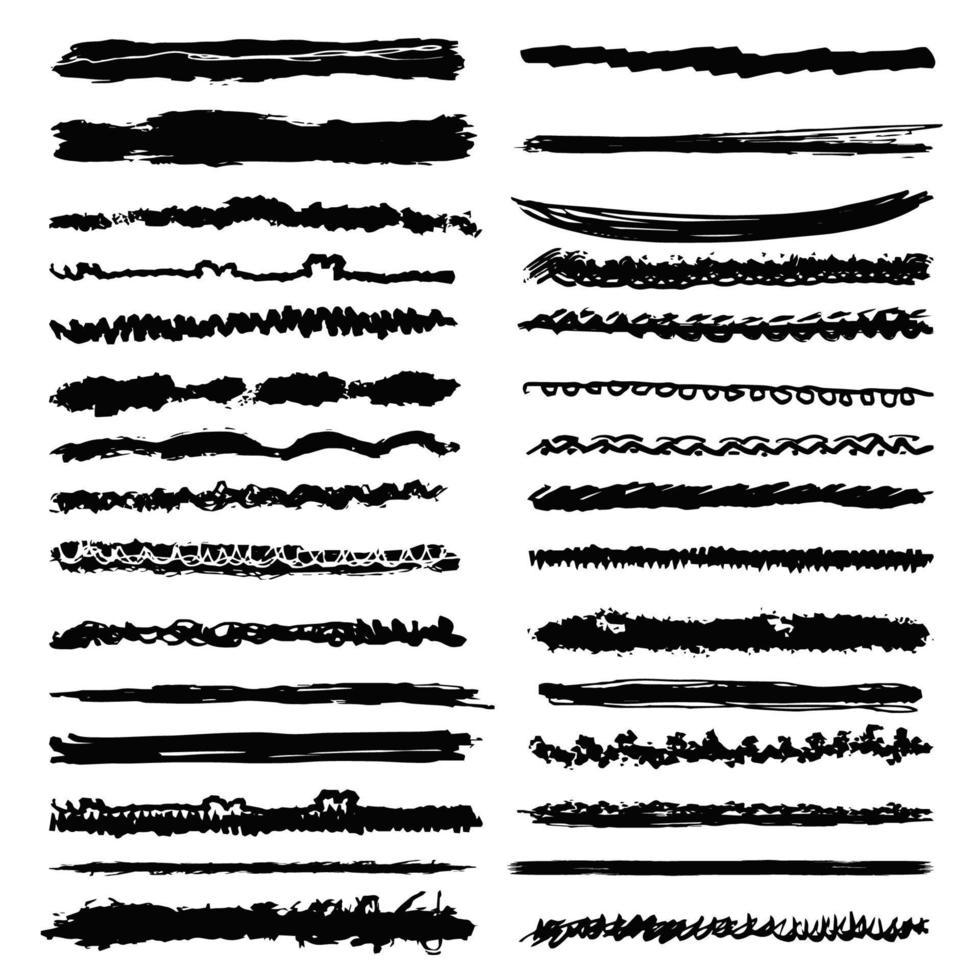 Collection of hand drawn lines, brush lines, brush strokes, underlines. vector