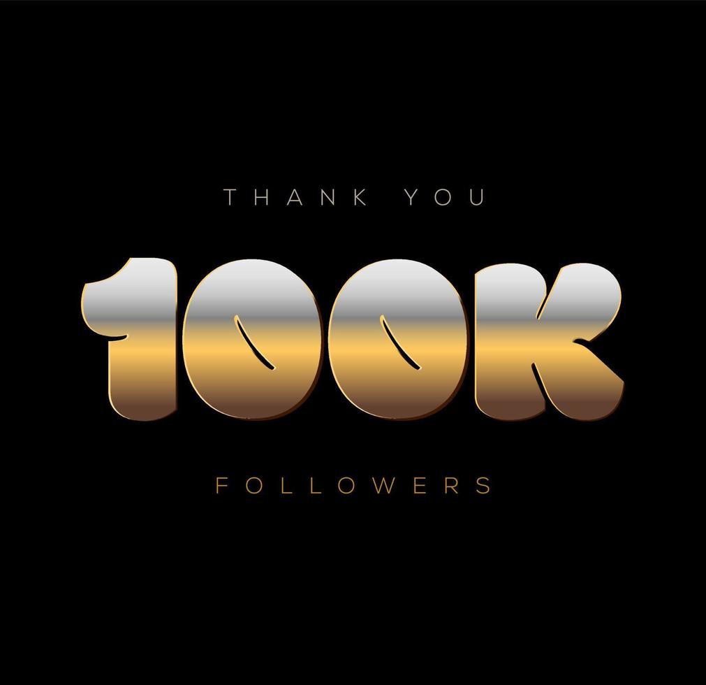 Thank You, 100K followers. thanking post to social media followers. vector