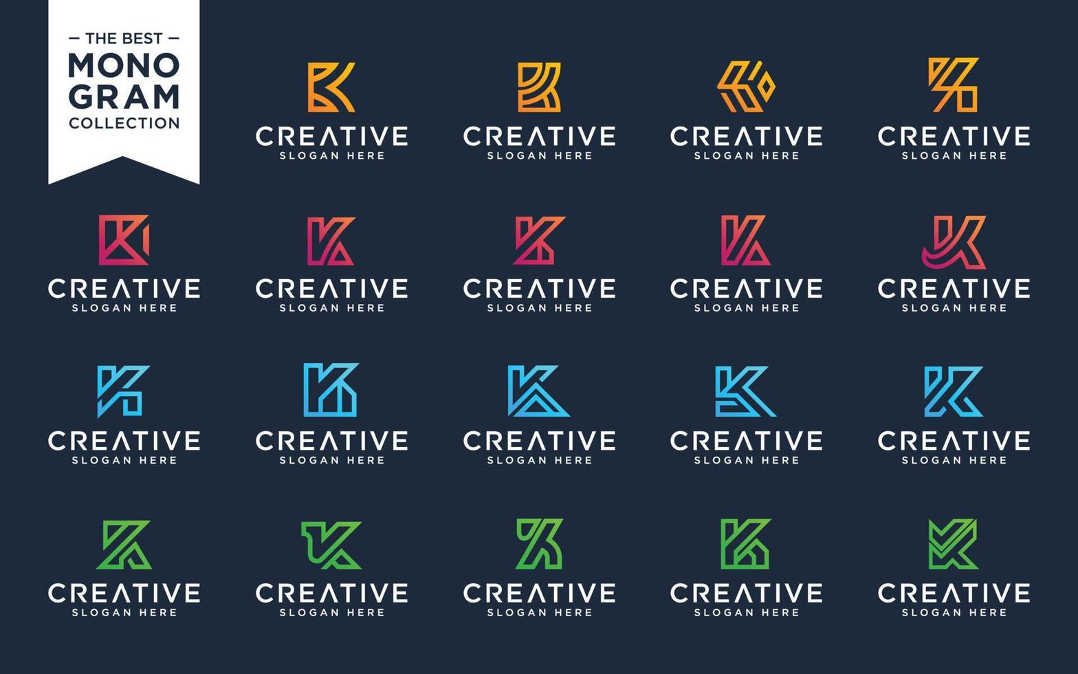 Vector graphic of initial K set logo design template