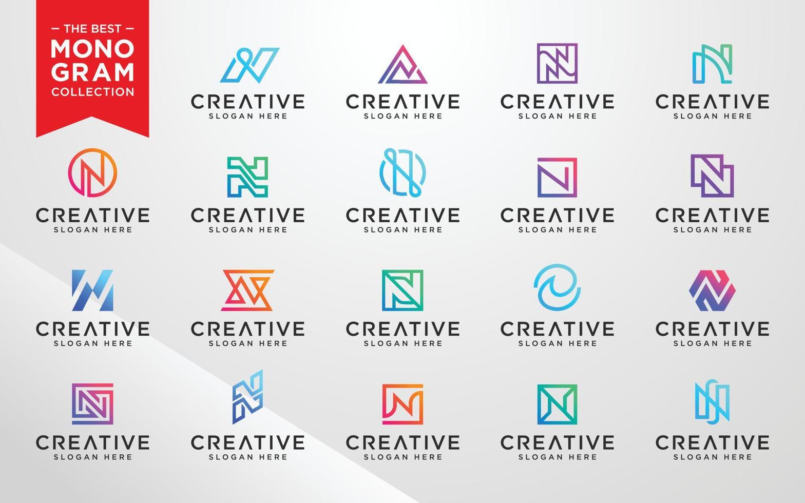 Vector graphic of initial N set logo design template