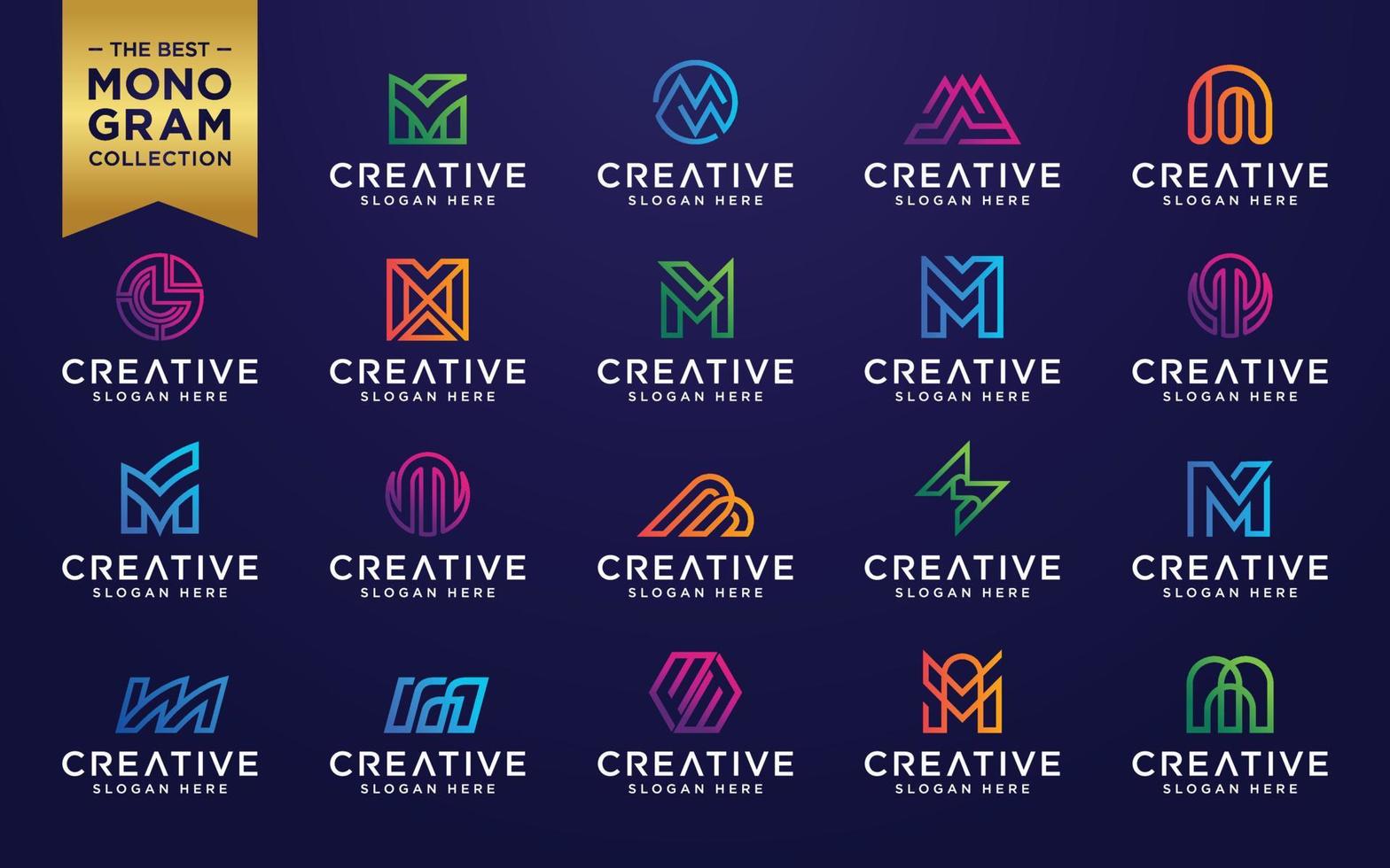 gráfico vectorial de la plantilla de diseño de logotipo m set inicial vector